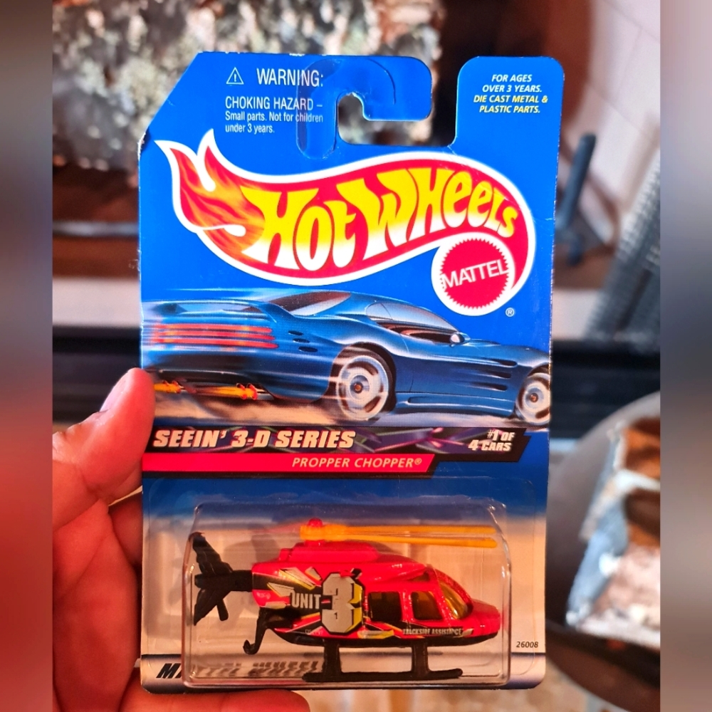 Hot Wheels Seein' 3-D Series Car #1 New on Card Propper Chopper 1999